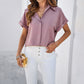 Spring And Summer Temperament Leisure Solid Color Stand Collar Shirt