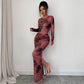Long-sleeve T-shirt And Tight Long Skirt Set