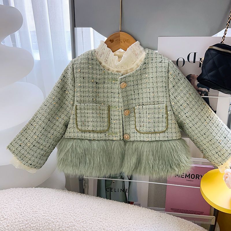 Ensemble deux pièces manteau et short doublés en polaire pour fille