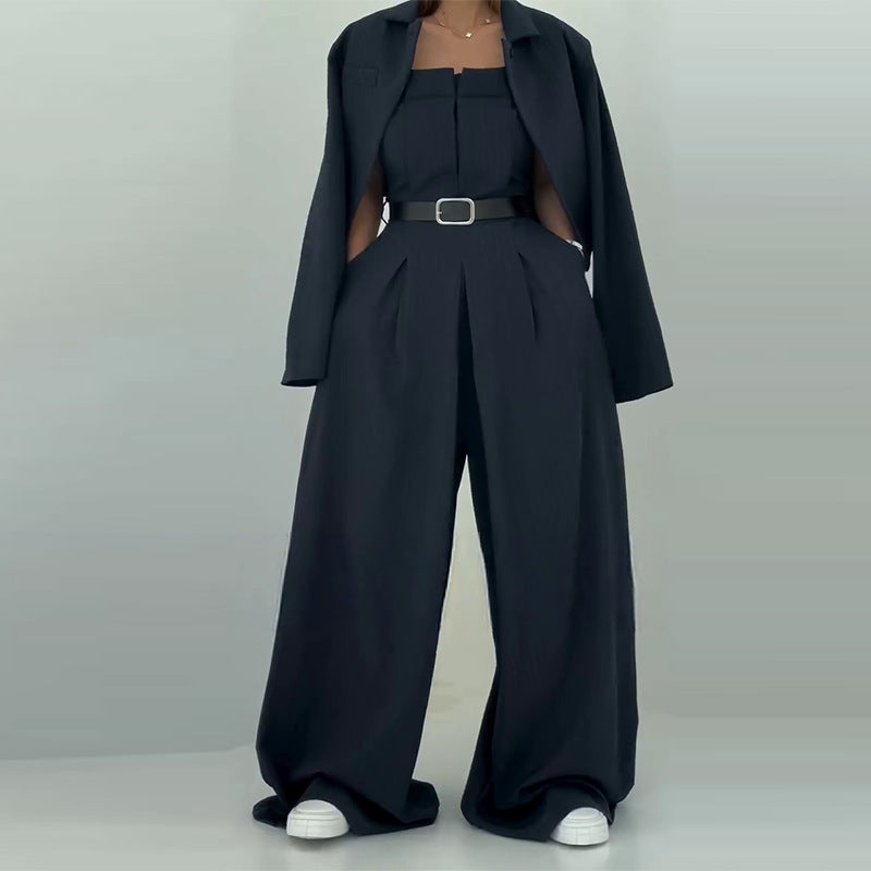 Women's Jumpsuit Long Sleeve Short Suit Two-piece Set