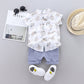 Boy's Fashion Single-breasted Stand Collar Short Sleeve Shirt Casual Pants Suit