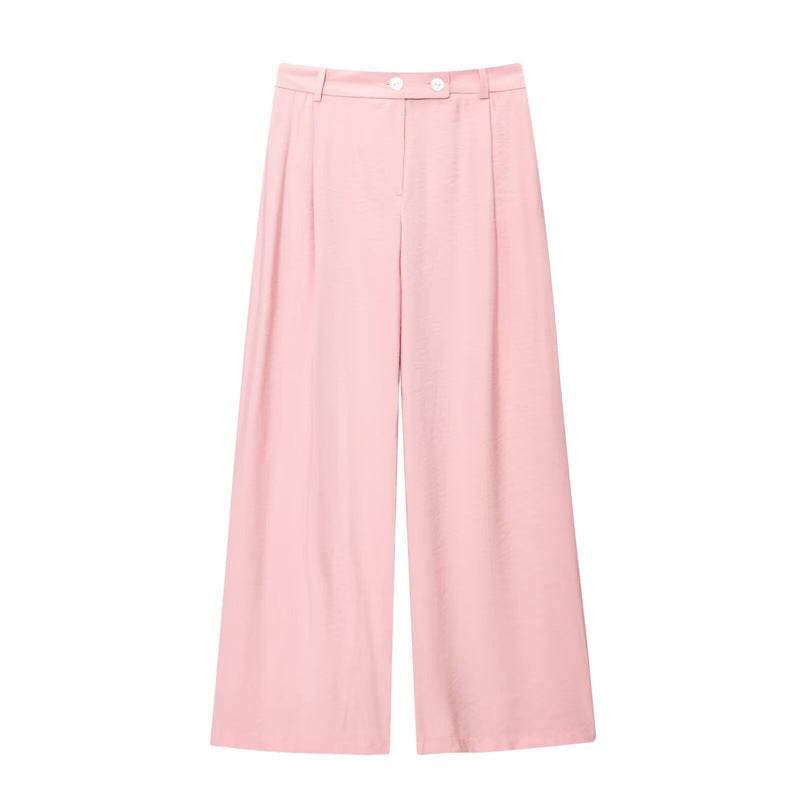 New Summer Double Breasted Hanging Collar Vest Pleated Wide Leg Pants 1608024 Suit