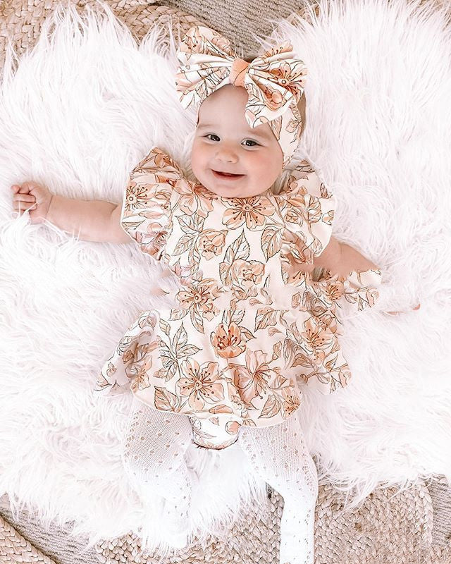 Girls Fashion Flower One-piece Romper