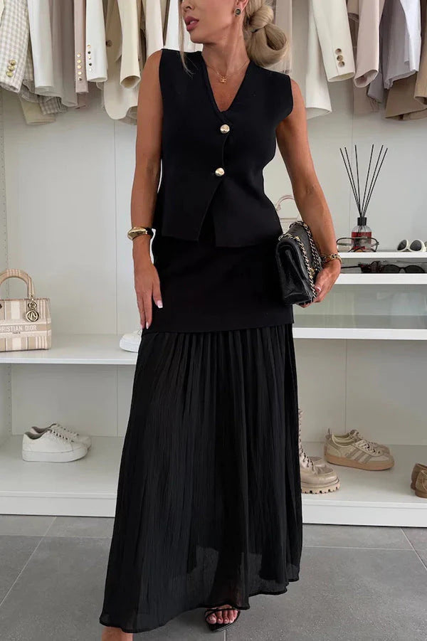 Women's Elegant Slim Knit Vest Top Suit