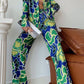 Fashion Printed Loose Long Sleeves Shirt Straight-leg Pants Spring And Autumn Women's Clothing
