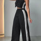 Fashionable Sleeveless Cropped Pants Suit With Pockets