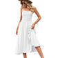 Women's Square Collar Pleating Bohemian Strap Dress