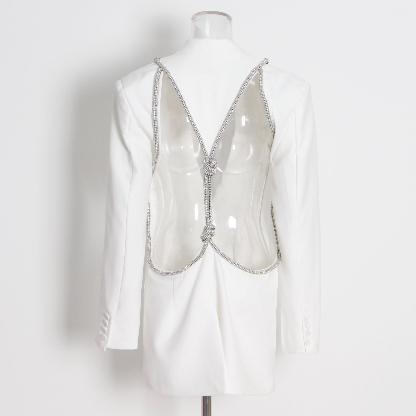Costume femme style européen et américain, col en V, dos nu, couleur unie, petit