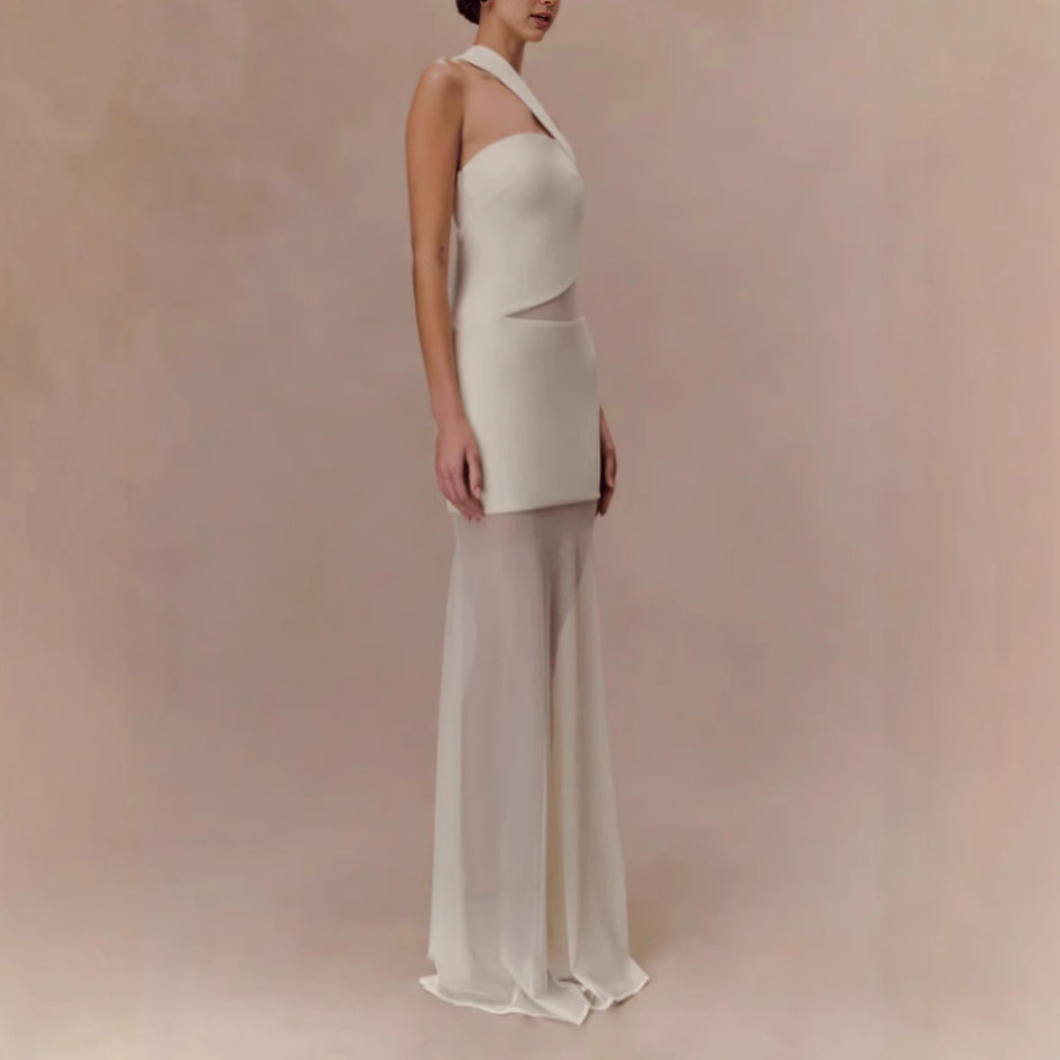 Chiffon Sleeveless Slim-fit Elegant Evening Gown