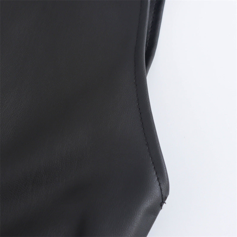 Robe verticale élégante en cuir artificiel à la mode