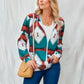 Women's Casual Geometric Loose Hooded Pocket Jacket