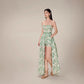 Retro Hollow Lace Green High Slit Dress