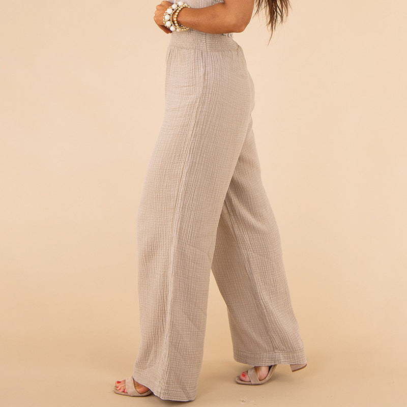 Slim-fit Slimming Solid Color Casual Trousers