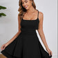 Solid Color Strappy Low-cut Backless Short Dress