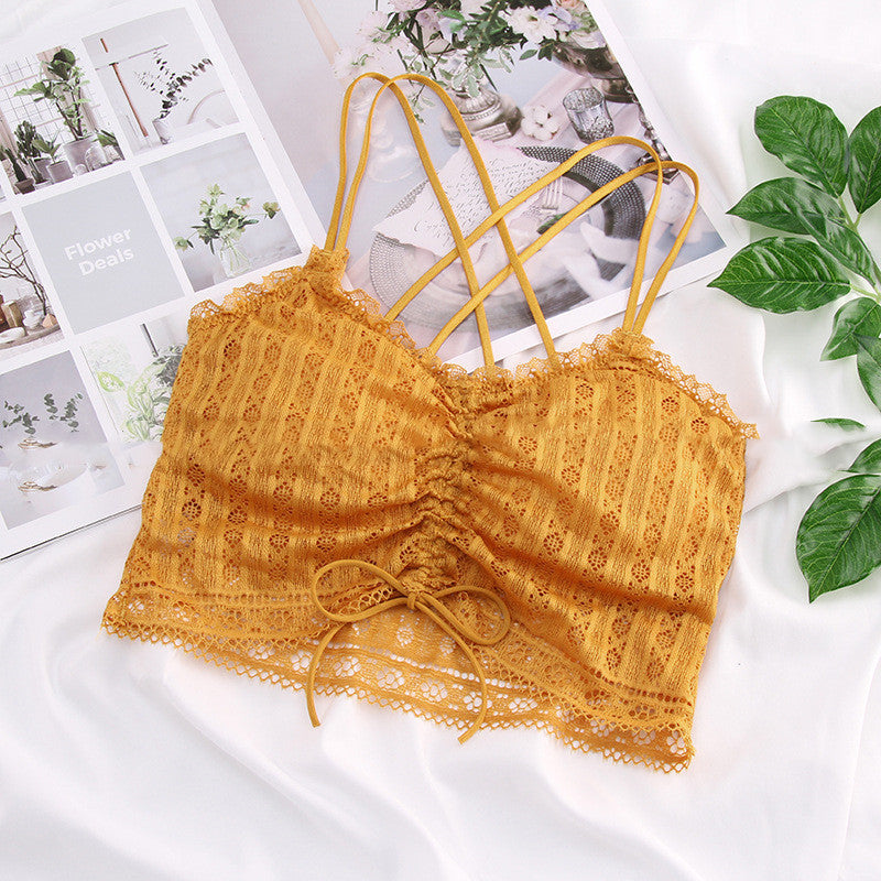 Drawstring Lace Wrap Chest Strapless Vest
