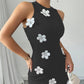 Women's Slim-fit Sleeveless Fashionable Floral Round-neck Dress