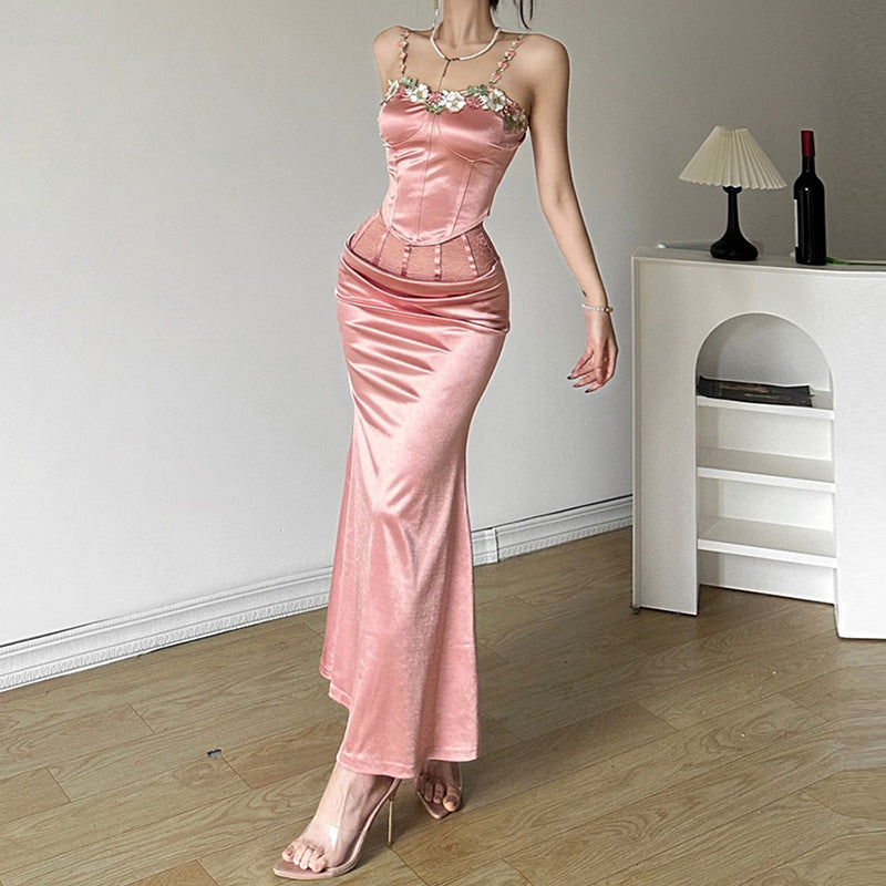 Slim-fitting Suspenders Vest Fashion High Waist Skirt Suit