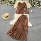 Suit Women's Spring French Style Lace-up Waist-controlled Round Neck Long Sleeve Shirt High Waist Drooping Skirt