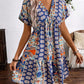 V-neck High Waist Batwing Sleeve Holiday Dress