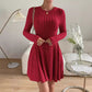 Robe à manches longues et jupe courte en tricot français pour femme