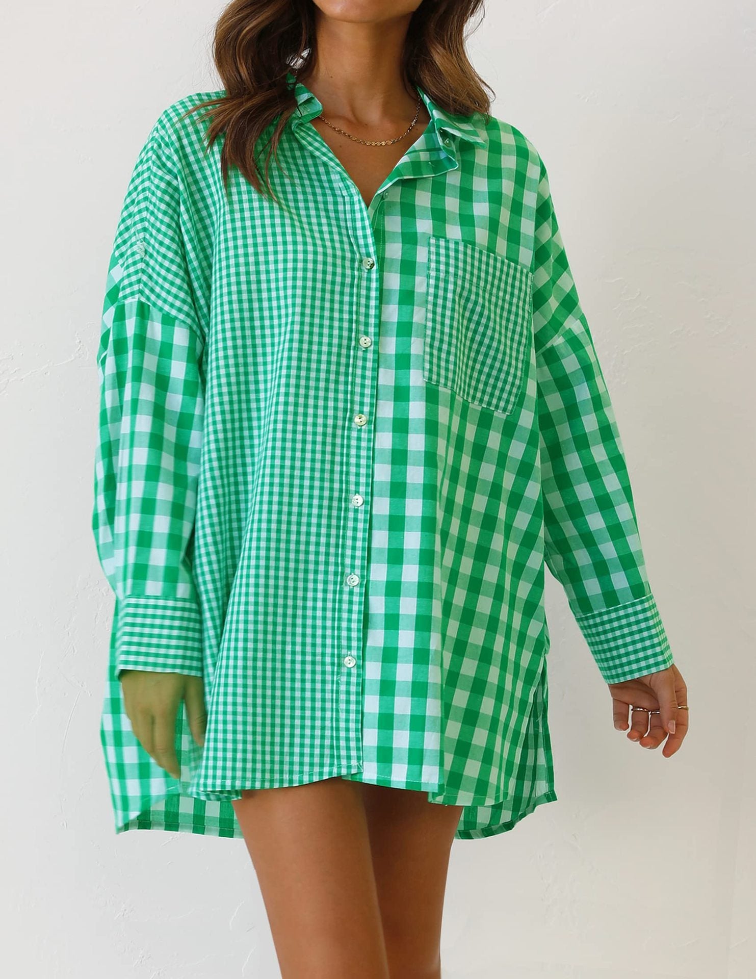Women's Long-sleeved Shirt Fashion Loose Casual Plaid Shirt