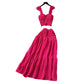 Suspender Top High Waist Crimp Skirt Two-piece Suit