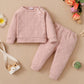 Ensemble printemps-automne pour garçons et filles, couleur bonbon, couleur unie, pois, col rond, manches longues, pantalon, vêtements pour enfants