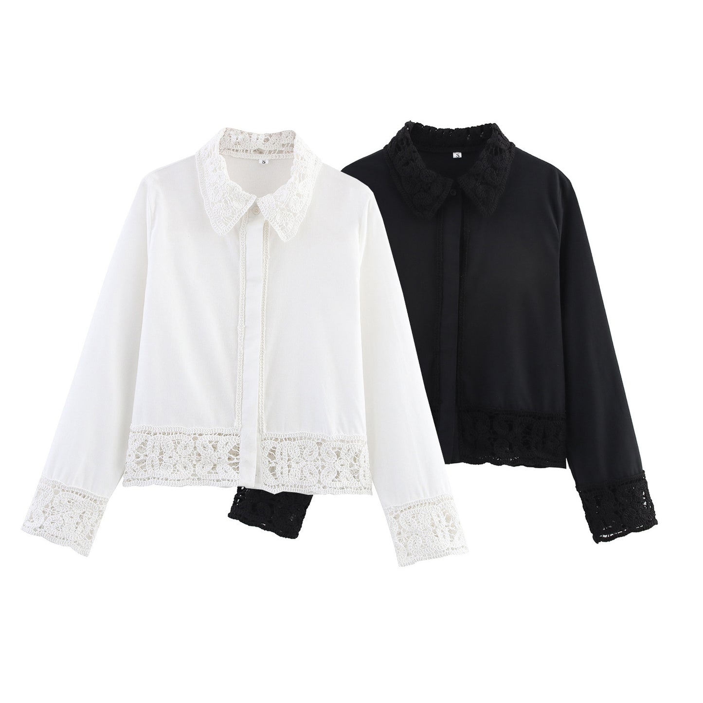 New Detail Shirt Crocheted Detail Casual Shorts Suit Women's