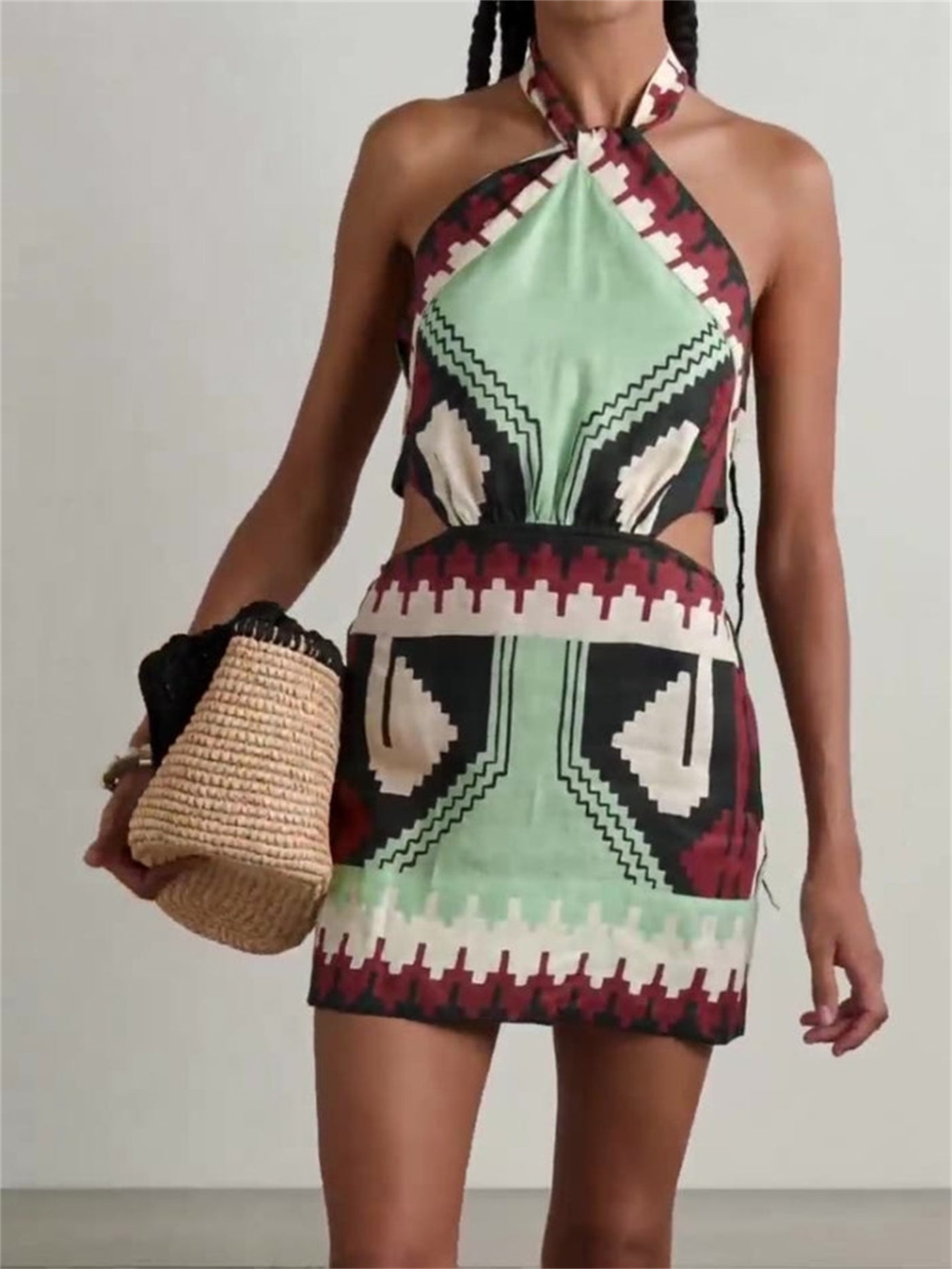 Open-back Printed Beach Skirt