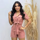 Women's Fashion Short-sleeved Lace-up Two-piece Suit