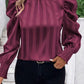 Solid Color Stand-up Collar Long Sleeve Shirt Women