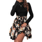 Long Sleeve Round Neck Belt Dress Fashion