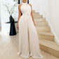 Solid Color Sleeveless Wide-leg Pleated Wide-leg Jumpsuit
