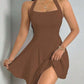 Pure Color Halter Backless Sleeveless Dress
