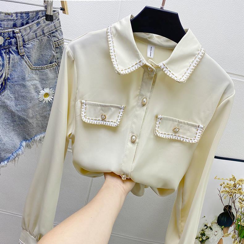 Fashion Dai Chiffon White Shirt Women Long Sleeve