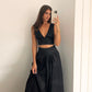 Ensemble deux pièces pour femme, robe trapèze taille haute avec gilet