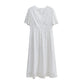 Fashion V-neck Lace Dress Summer Elegant Short Sleeve Long Dresses For Women