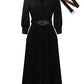 High-waisted Elegant Pleated Solid-color African Dress