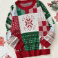 Christmas Tree Elk Jacquard Knitted Crew Neck Pullover Sweater Women