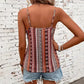 New European And American-style Ethnic Retro Italian Spaghetti Chain Print Knotted Sexy V-neck Camisole