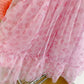 Robe de fée à manches courtes en maille fleurie de style occidental
