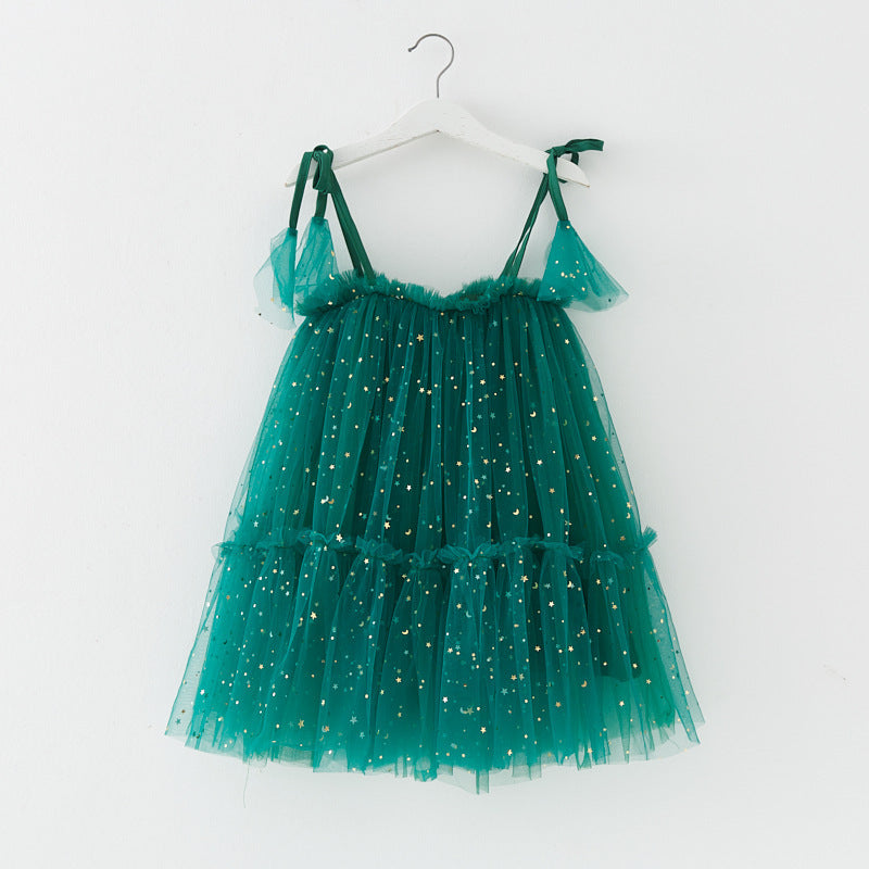 Jupe pour enfant Étoiles Lune Maille Gaze Jupe Princesse Pengpeng Jupe