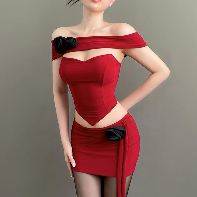 Fashion Flower Slim Fishbone Top