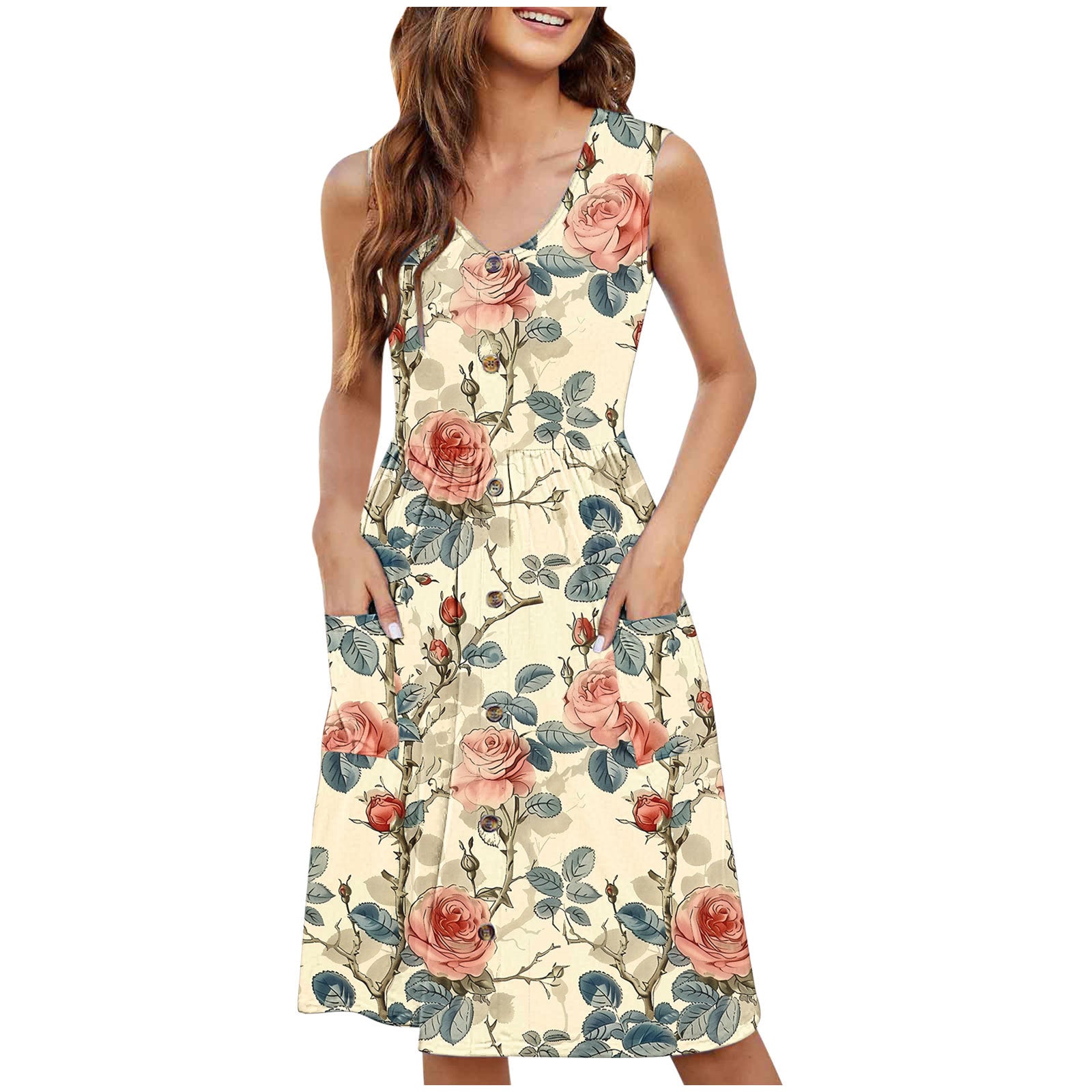 Slim-fit Casual Mid-length Button-down Dress With Pockets