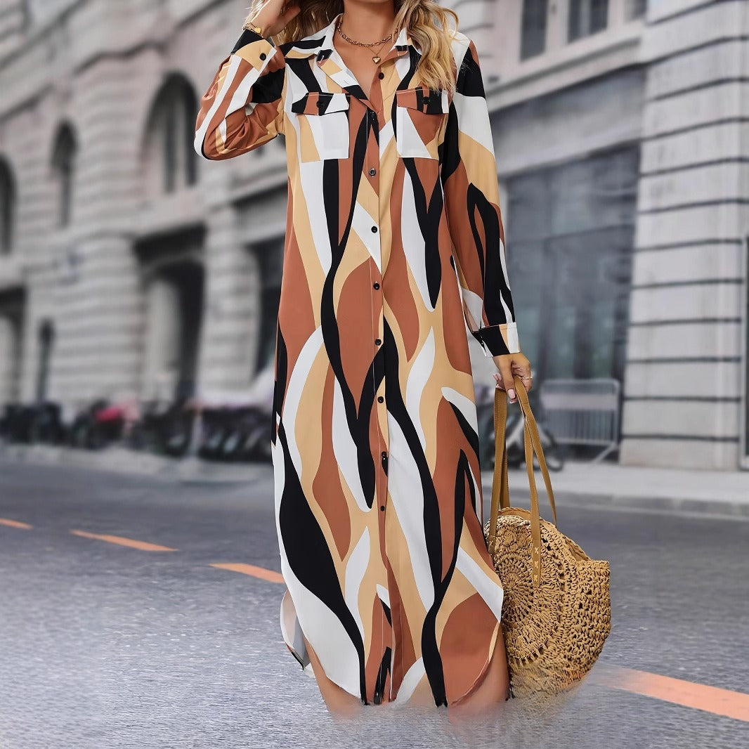 Fashion High Quality Women's Long-sleeved Blouse Dress