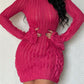 Cuff Slits Old Pure Color Dress