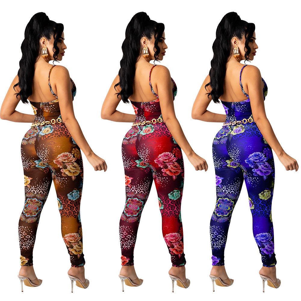 Combinaison pantalon imprimée en maille pour femme