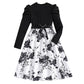 Long Sleeve Knitted Patchwork Retro Printed Princess Dress