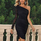Women's Casual Off-shoulder Pleated Tight Dress