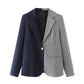 Houndstooth Color Block Suit Casual Jacket